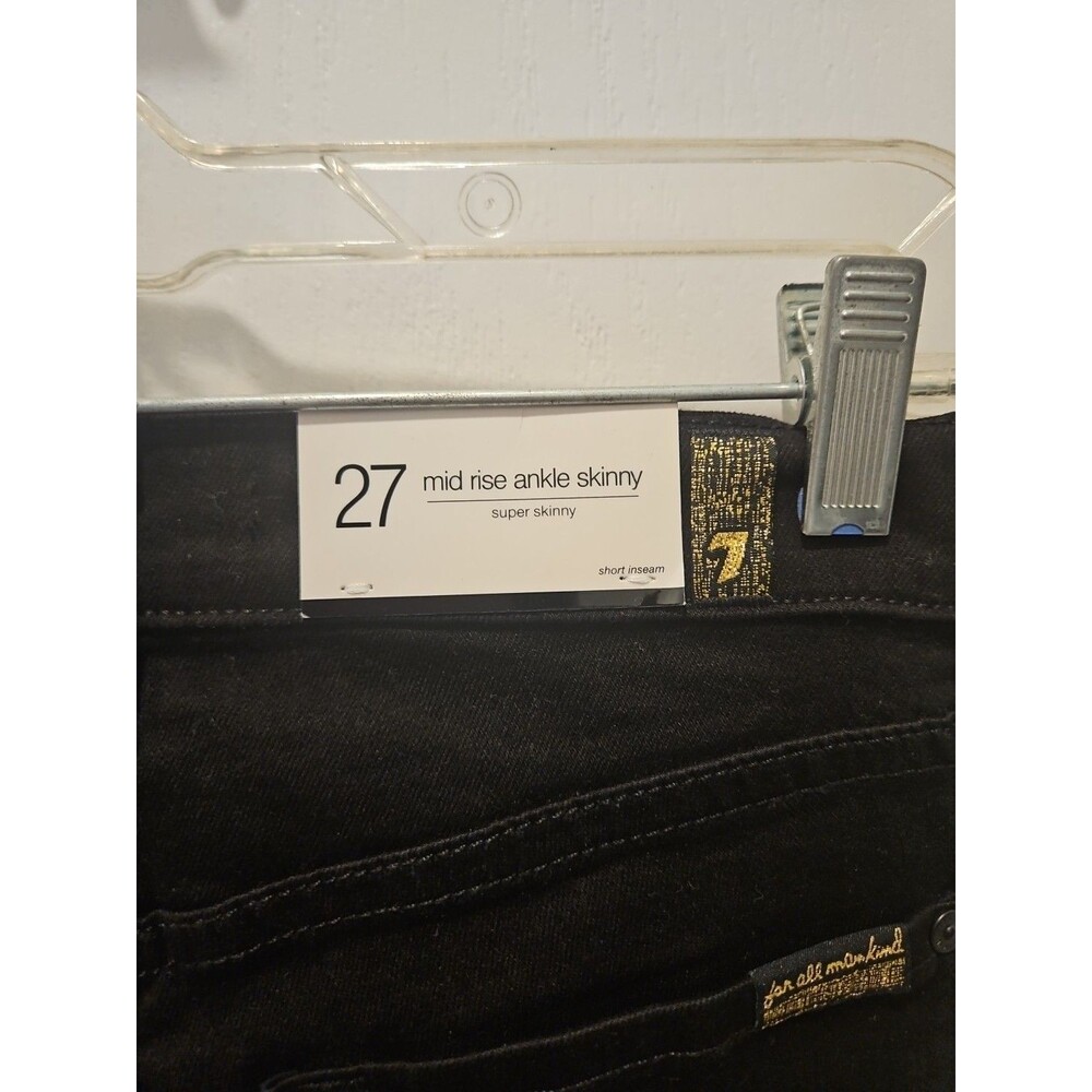 NWT 7 For All Mankind Black Gold Studded Embellished Skinny Jeans Size 27 - Picture 5 of 6